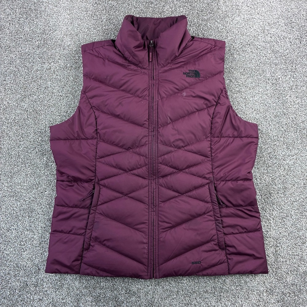 The North Face Puffer Vest Women's XL Burgundy Red Aconcagua 550 Fill Goose Down